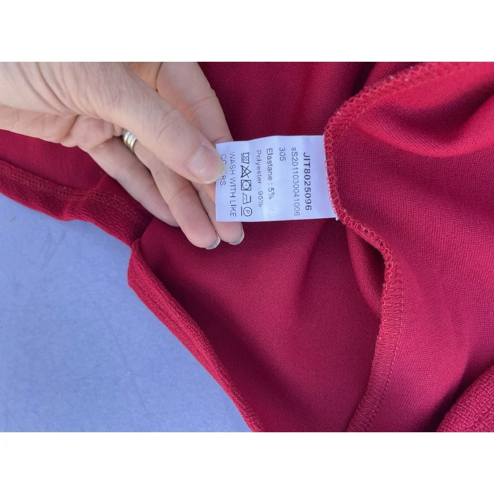 Wine Red Fit &‎ Flare Pinafore Mini Skirt Kawaii Ruffle Straps Sz L Overall